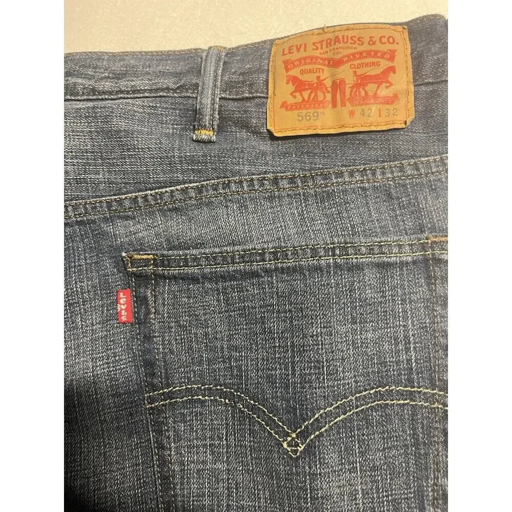 Levi’s 569 Loose Straight Jeans Mens 42x32 Blue Denim Relaxed Fit